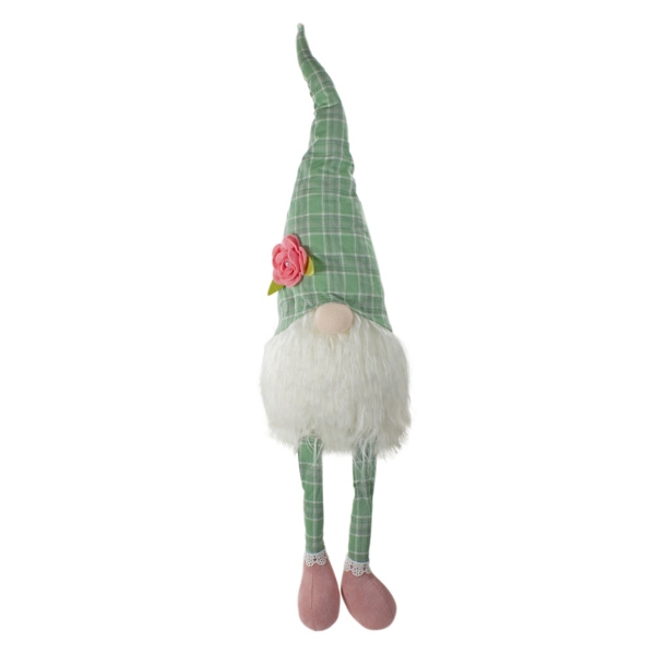 Green and White Plaid Gnome Shelf Sitter | Kirklands Home