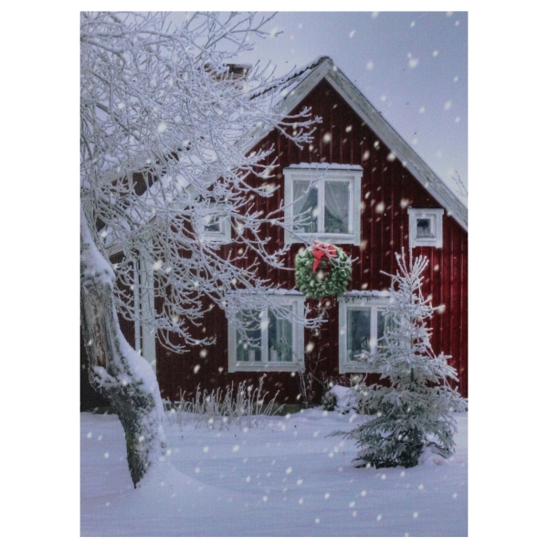 Winter Barn LED Canvas Art Print