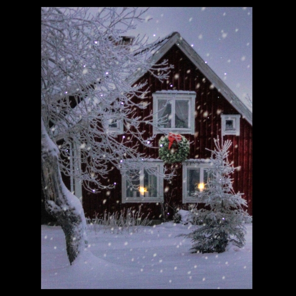 Winter Barn LED Canvas Art Print