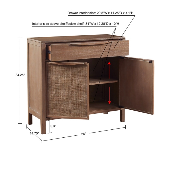 Natural Wood 2-Door Cane Webbing Chest