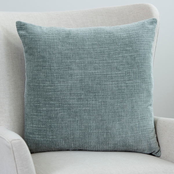 Monarch Chenille 18x18 Mist Blue Throw Pillow with Down