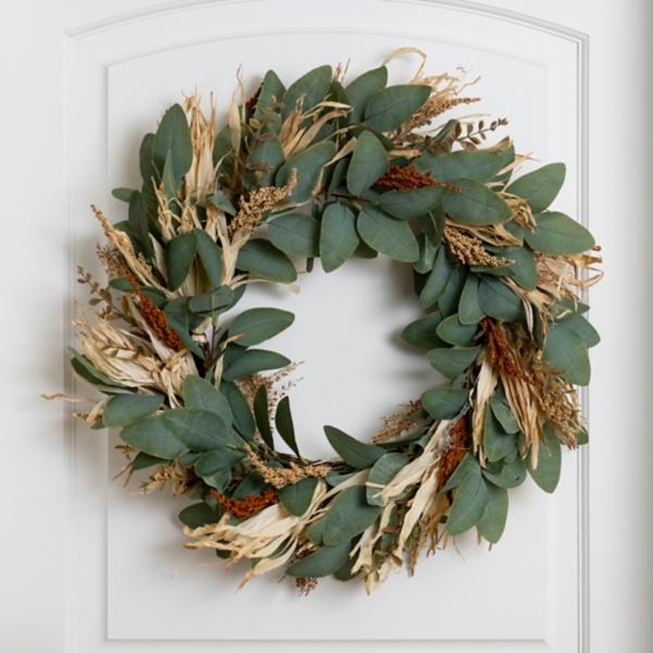 Green Eucalyptus and Heather Wheat Wreath Kirklands Home