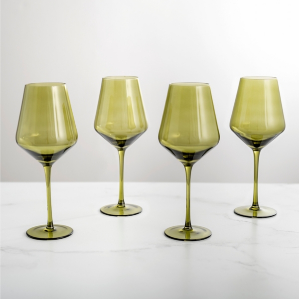 Olive Soft Angle Wine Glasses, Set of 4 Kirklands Home