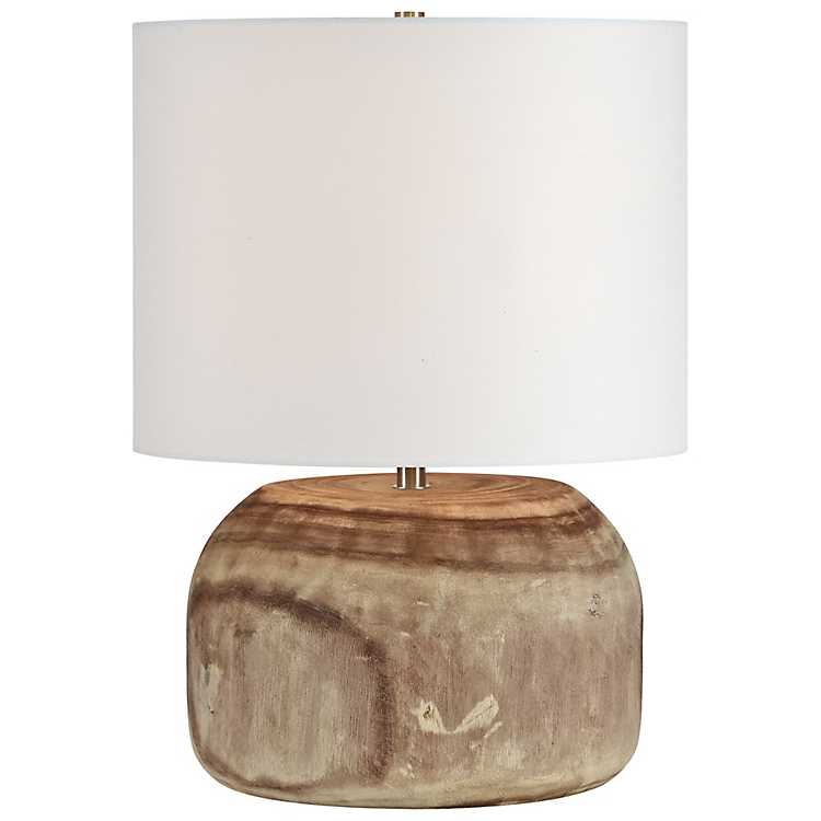 Rustic Stump Paulownia Wood Table Lamp, Kirkland Rustic Cream Table Lamp