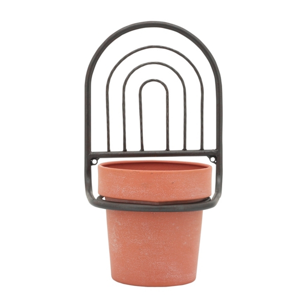 Black Metal Terracotta Arch Wall Planter, 11 in.