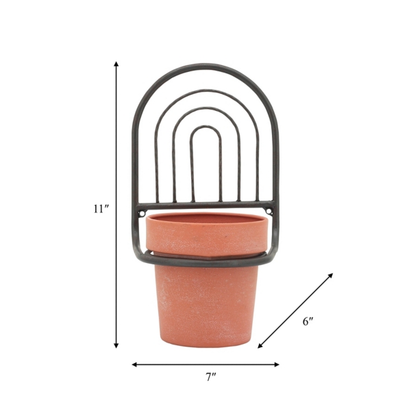 Black Metal Terracotta Arch Wall Planter, 11 in.