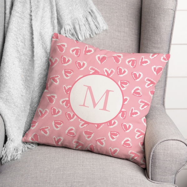 Pink Hearts Monogram Valentine's Throw Pillow Kirklands Home