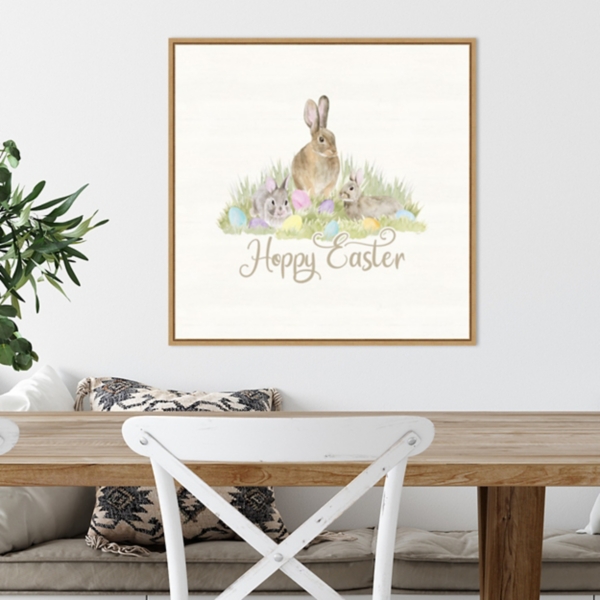 Hoppy Easter Bunnies Framed Canvas Art Print