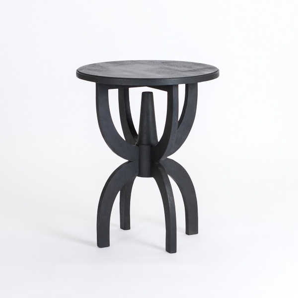 Black Wood Round Dori Side Table | Kirklands Home