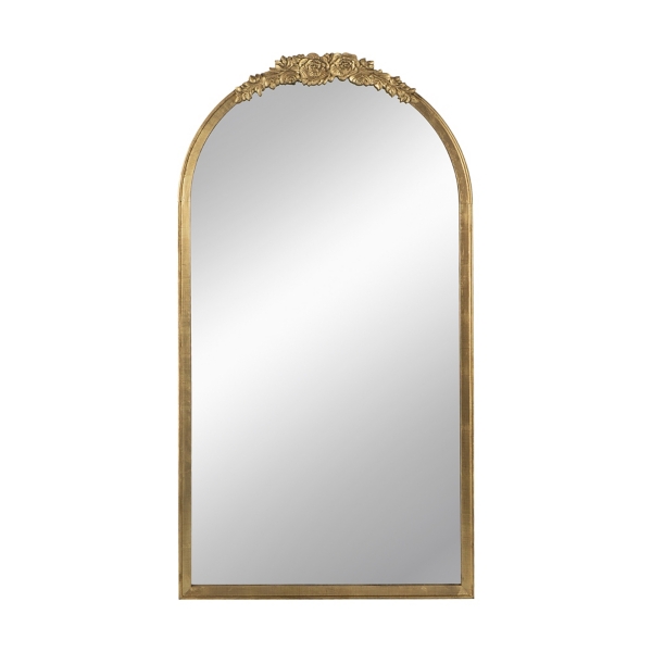 Gold Floral Top Arch Frame Floor Mirror, 27x52 in. Kirklands Home