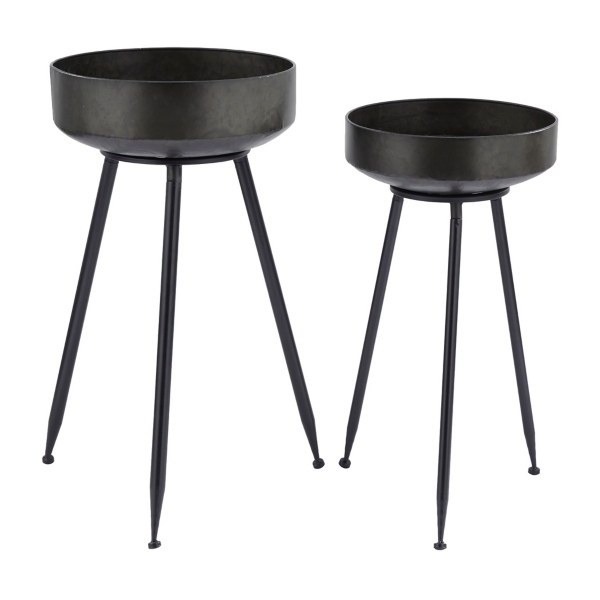 Black Metal Saucer Tripod Plant Stands, Set of 2 Kirklands Home