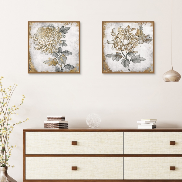 Gold Fleur Floral 2-pc. Canvas Art Print Set
