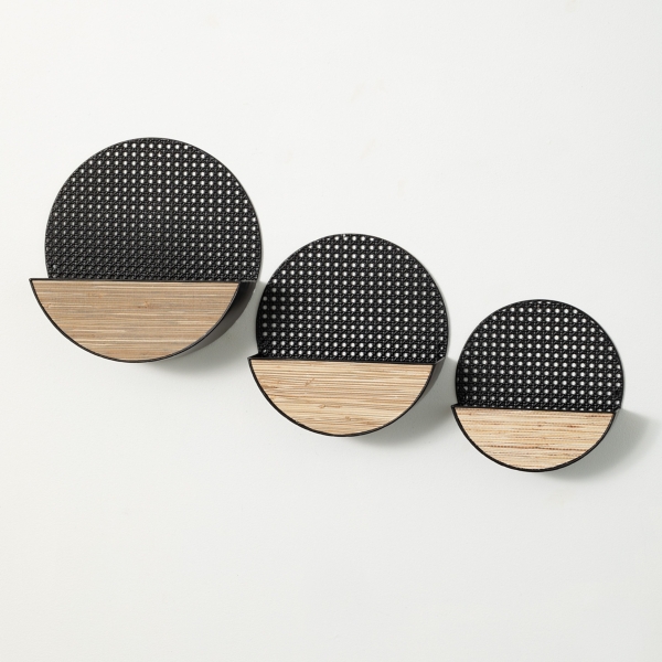 Black wooden circle floating shelf