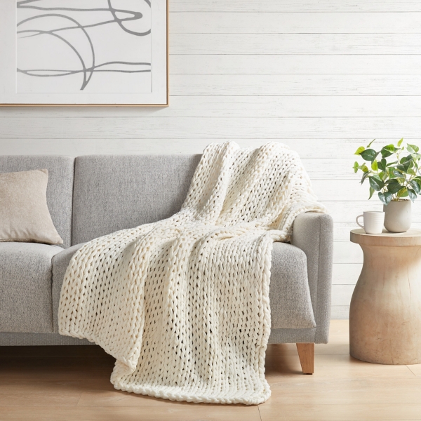 Ivory Hand Made Chunky Double Knit Throw Blanket Kirklands Home