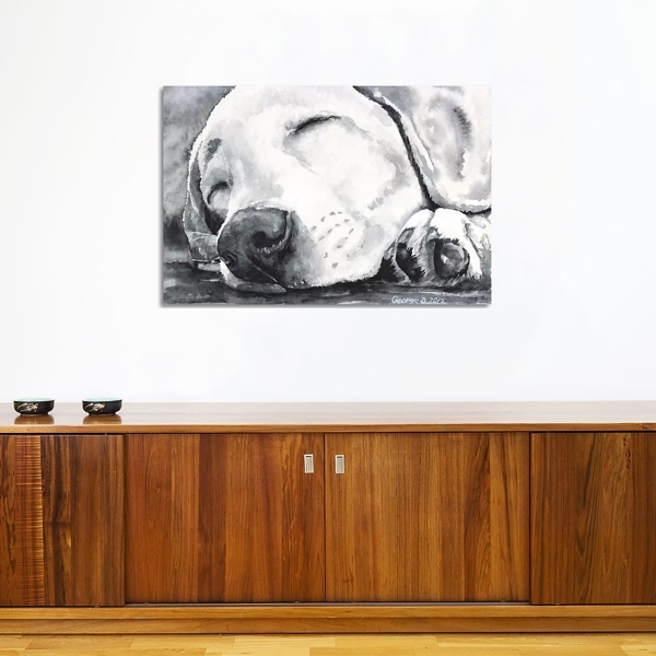 Happy Dreams Dog Giclee Canvas Art Print, 40x26