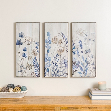 Blue and Gold Trees Canvas Art Prints, Set of 3