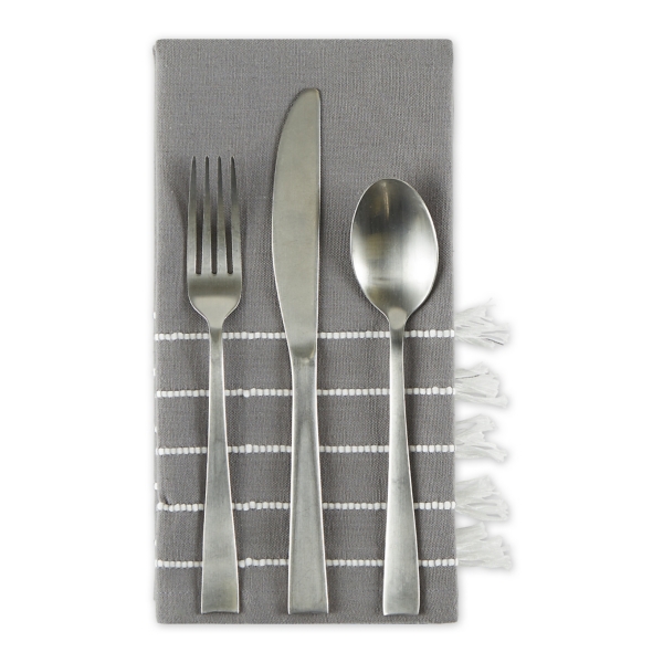 Gray and White Striped Napkins, Set of 4