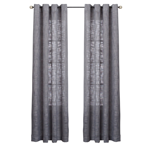 Gray Woven Single Curtain Panel, 84 in.