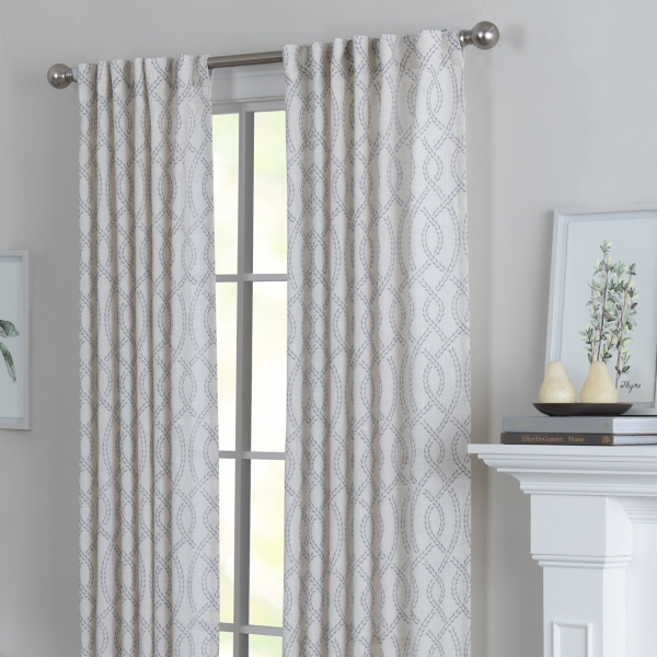 Gray Trellis Woven Single Curtain Panel, 84 in.