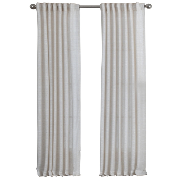 Cream Solid Pleated Single Curtain Panel, 84 in.