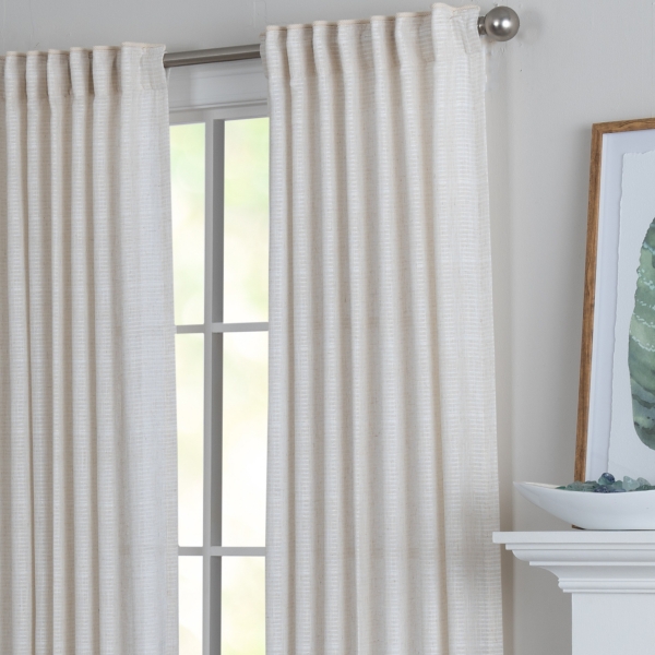 Cream Solid Pleated Single Curtain Panel, 84 in.