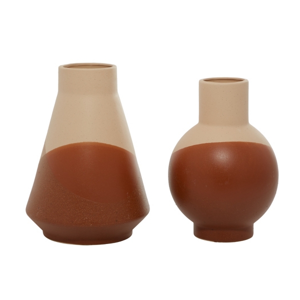 Terracotta Modern Ceramic Vases, Set of 2