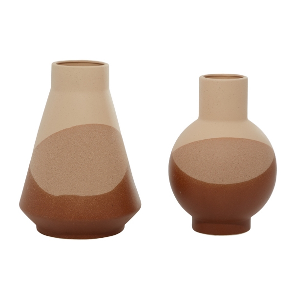 Terracotta Modern Ceramic Vases, Set of 2