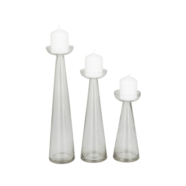 Tapered Glass Pillar Candle Holders, Set of 3 Kirklands Home