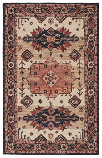 Pink Sun Faded Medallion Aged Wool Area Rug, 8x10