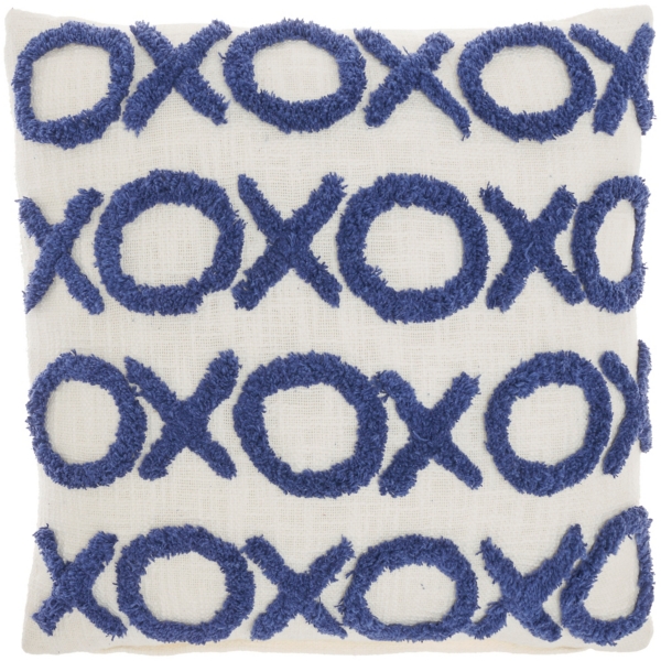 Blue Tufted XOXO Cotton Throw Pillow Kirklands Home