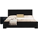 Black Wood Full Platform Bed and 1-Nightstand Set