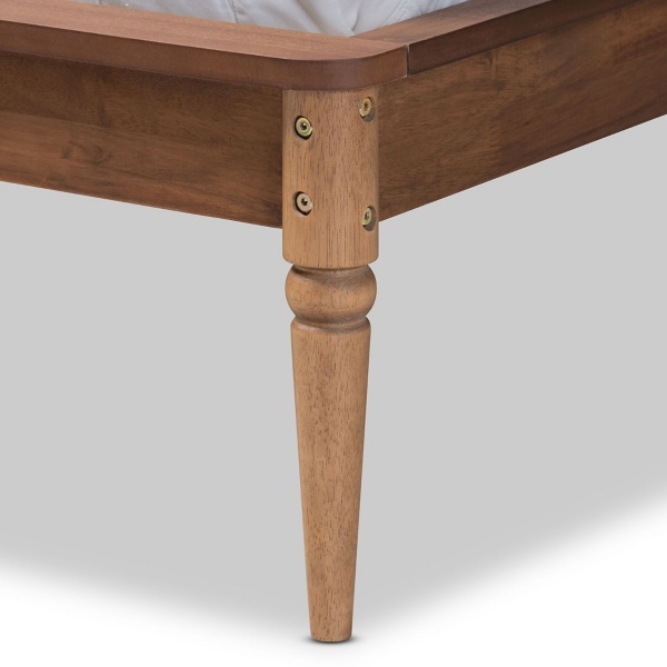 Walnut Rattan Swooping Queen Platform Bed