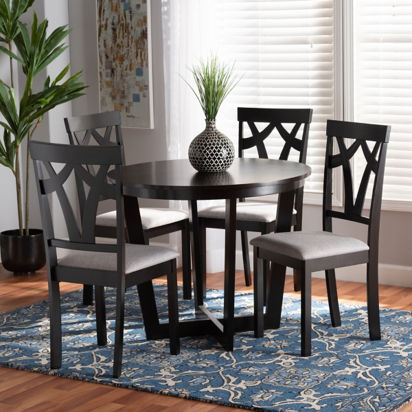 Dark Wooden Interlocked Base 5-pc. Dining Set