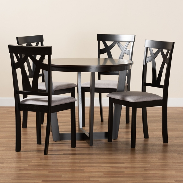 Dark Wooden Interlocked Base 5-pc. Dining Set