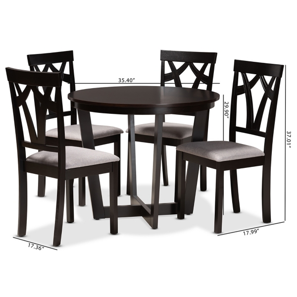 Dark Wooden Interlocked Base 5-pc. Dining Set
