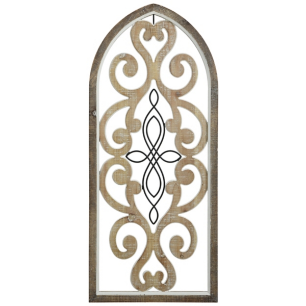 Arched Wood and Metal Scroll Wall Plaque | Kirklands Home