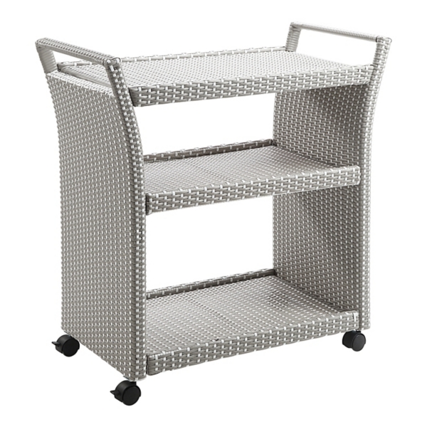 Gray Wicker 3Tier Rolling Bar Cart Kirklands Home