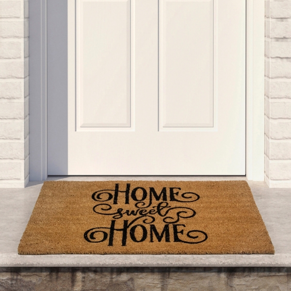 Flourish Script Home Sweet Home Coir Doormat