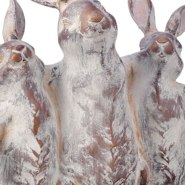 Weathered White Easter Bunnies Statue