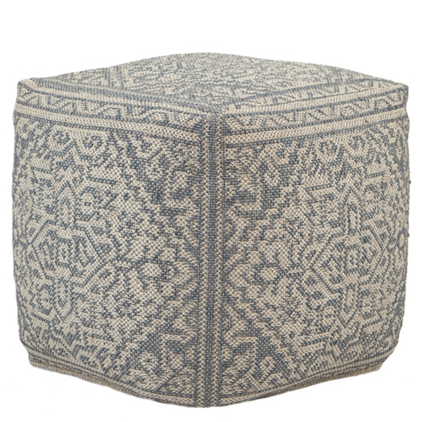 Slate Blue Medallion Cube Pouf Kirklands Home
