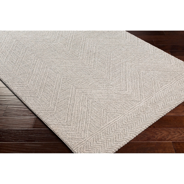 Cream and Gray Zig Zag Area Rug, 5x7