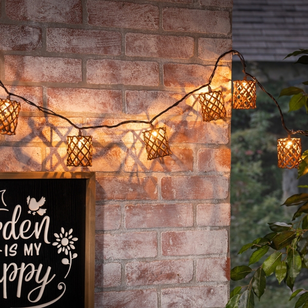 Golden Rattan Weave String Lights |