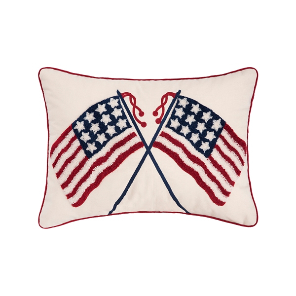 Tufted Double USA Flag Lumbar Pillow