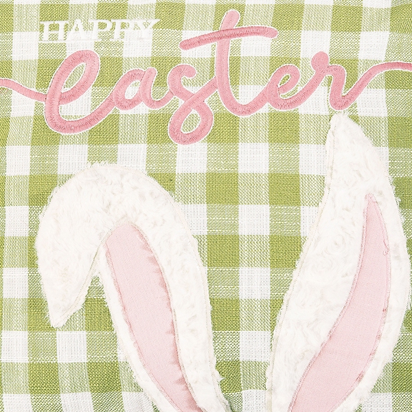 Green and White Gingham Bunny Ears Pillow
