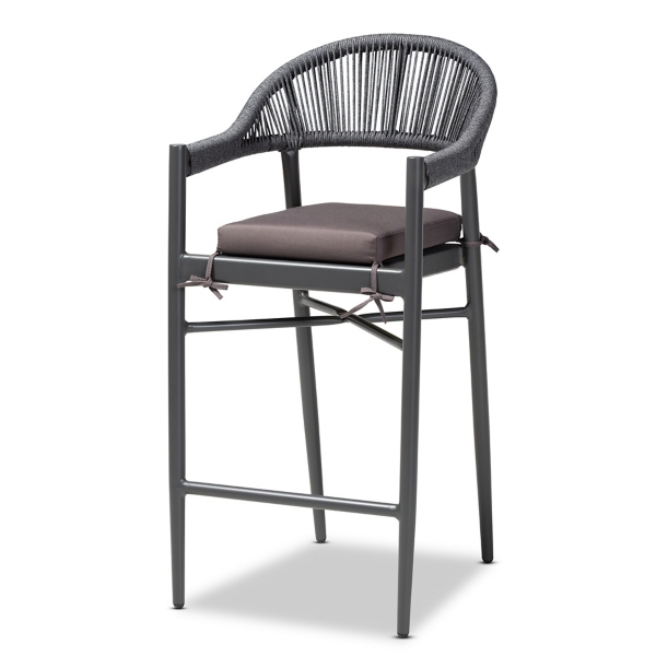 Gray Woven Rope Outdoor Barstool with Cushion Kirklands Home