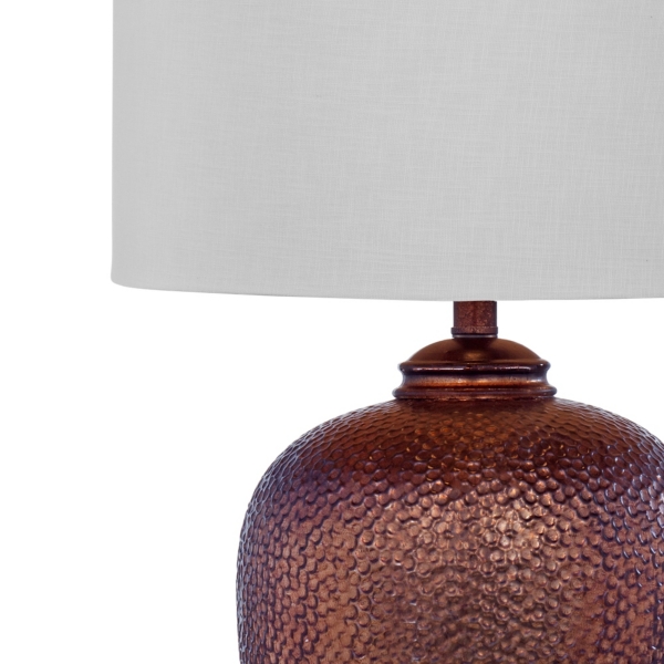 Round Copper Textured Table Lamp