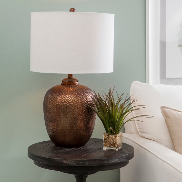 Round Copper Textured Table Lamp