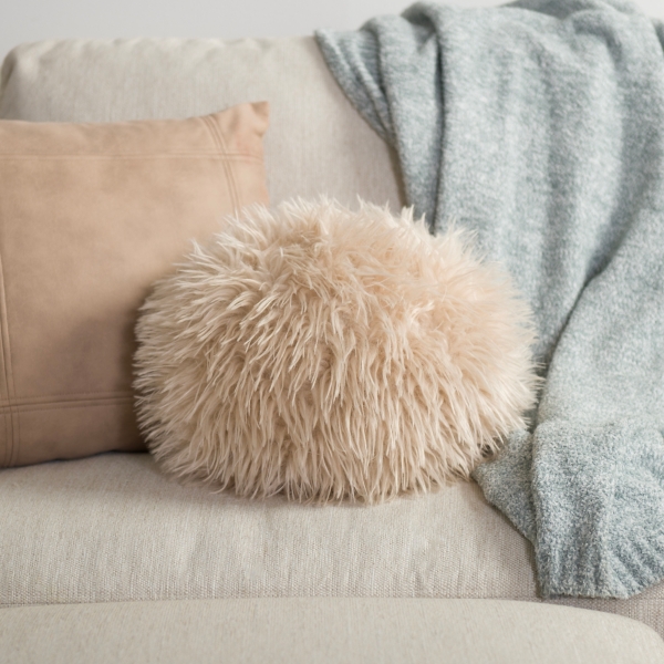 Beige faux fur outlet pillows