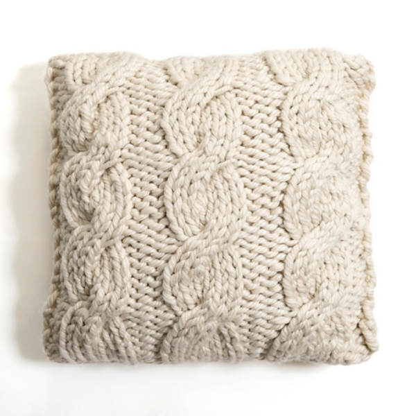 White cable knit pillow sale