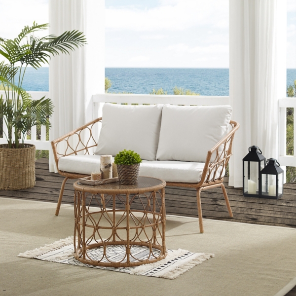 Woven Loop Rattan 2-pc. Outdoor Loveseat Set